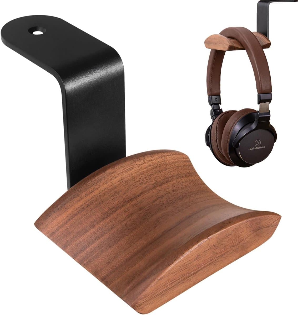 Headsethouder,Hoofdtelefoon Houder met Walnoothout Hoofdsteun voor alle Hoofdtelefoonmaten,Headset Holder Koptelefoonhaak voor PC-gaming — afbeelding 1