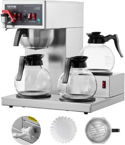 VEVOR Commercieel Druppelkoffiezetapparaat Koffiezetapparaat 3 Glazen Karaffen 12 Kopjes — thumbnail 1
