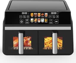 NETTLIFE Dubbele Kamers Heißluftfritteuse 10L (5+5L) - Dual Zone Airfryer met Sichtvenster - SYNC & DUAL Functie - 2200W Touchscreen - 24h Timer & Spülmaschinengeeignet — thumbnail 1