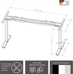Albatros bureau onderstel LIFT, 2x motoren, elektrisch bureauframe in hoogte verstelbaar met geheugenfunctie voor buro - Bureau poten, Bureau frame, Bureautafel, Burotafel, Secretaire bureau — thumbnail 5