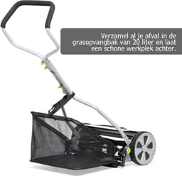 Zyrex® Grasmaaier Handmatig – Handmaaier Met 20 liter Opvankzak – Grasmaaiers – Grijs - 53cm x 43cm x 26cm — thumbnail 5