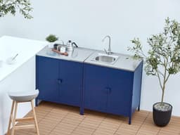 Buitenkeuken Kast - Tuin Keukenunit - Buiten Koken - Inclusief Spoelbak - 80x50x90 cm - Blauw — thumbnail 5