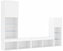 Tv-wandmeubelset - Wandmeubel met led - Woonkamer opruimen - Zwevend design - 4 delen - Wit