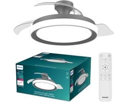 Philips Bliss Plafondventilator met ingebouwde LED-lamp - 3 Intrekbare bladen, diameter: 106cm - 4500 Lumen - Instelbaar wit licht van 2700K tot 6500K - Dimbaar tot 5% - Afstandsbediening - Zwart — afbeelding 1