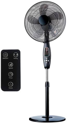 EDM Luxe Statiefventilator - Ø40 cm - 60W - Verstelbare hoogte 110-130 cm - 5 doorzichtige bladen + afstandsbediening - Zwart — thumbnail 5