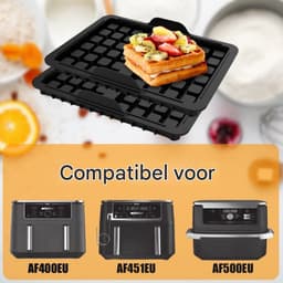 EXCITAT Wafelijzer - Siliconen mal - Airfryer accessoire - Geschikt voor thuis, bakkerij, dessertwinkel, café - Zwart — thumbnail 9