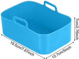 2 stucks Airfryer Siliconen Pan Rechthoekig Herbruikbaar Vervangingsvoering Inzetpan Dubbele Mand Kipmat Geschikt voor Ninja Air Fryer Accessoires-blauw — thumbnail 6