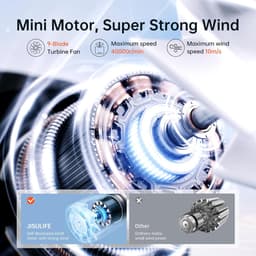 Draagbare Mini USB Ventilator - 5000 mAh, 5 Snelheden, Perfect voor Persoonlijk Gebruik, Reizen en Camping - Zwart — thumbnail 3