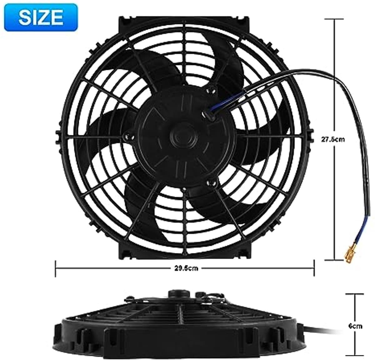 Universele Auto Koelventilator 10 Inch 12V 80W – Elektrische Ventilator voor Auto en Vrachtwagen — afbeelding 1