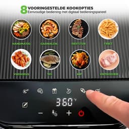 Nutrichef Airfryer 5,5 L – 8-in-1 Kookmodi, Transparante Kom, Nauwkeurige Temperatuur & Timer – Zwart — thumbnail 3