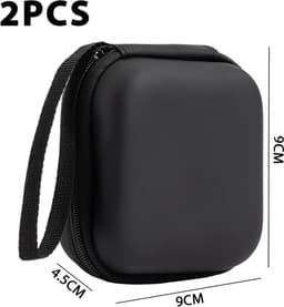 2 stuks - Hoofdtelefoonhoes - 9× 9 × 4,5 cm - Beschermhoes - Waterdicht en schokbestendig - Draagbare hoes - Harde beschermdoos - Opbergen van hoofdtelefoons, datakabel - Voor een breed scala aan hoofdtelefoons - Zwart — thumbnail 5