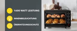Heinrich´s HMO 8401 Mini-oven met hete lucht - 30L - kleine oven met draaispit, airfryer-inzetstuk – binnenverlichting - 1600W — thumbnail 11