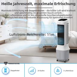 Torenluchtkoeler met 10 liter waterreservoir en wifi, 38 W, 24 snelheden en 3 windmodi — thumbnail 3