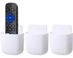 Afstandsbediening Houder - 3 Stuks - Afstandsbediening Houder Wandmontage - Remote Controll Holder - zelfklevend - hangende opbergwandhoude - oplaadstandaard voor mobiele telefoon - voor thuis, kantoor en school - Wit