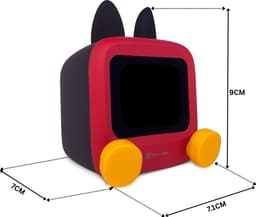Wedjis Retro Mili-TV – Digitale Klok & Bluetooth Speaker – Smart display – Kunststof – Dimbaar scherm – Cadeaus voor vrouwen – Rood/Geel — thumbnail 2