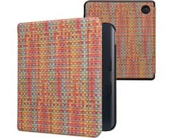 kwmobile e-reader hoesje geschikt voor Kobo Libra Colour hoes - E reader flip case met magnetische sluiting - Ereader cover - Kleurrijk weefpatroon design in geel / rood / groen