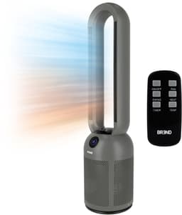 Bladloze Ventilator Fan - 2200 Watt - Waaier - Torenventilator voor Koelen en Verwarmen - 3 Standen - LED-Display en Timer - Grijs - BREND BR-2243 — thumbnail 1