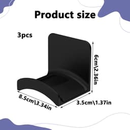 3 stucks gaming headset houders, universele headset houders met lijm, plastic, standaard voor headsets op bureaus, kasten, muren, tafels, etc. — thumbnail 4