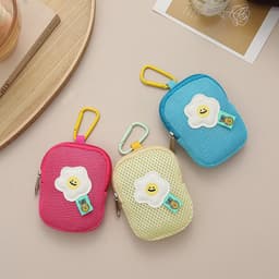 Opbergtas - Schattig gaas - Bloemen - Sleutelhanger portemonnee - Koptelefoon tas - Hanger opbergtas - Multifunctioneel - Blauw — thumbnail 4