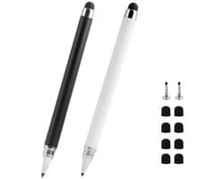 Pack of 2 Universal Touch Screen Stylus Pen for Tablets, Stylus Pen, Precision Point without Charging, Magnetic Attachment, Compatible with iOS, Android, Surface and Smartphones, Black and White