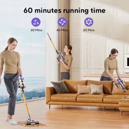 Hennova Steelstofzuiger - Steelstofzuiger draadloos - Vacuum cleaner - Verwijderbare accu - Zonder zak - Slimme LED functies - 50 Kpa zuigkracht - 500W - Zwart — thumbnail 2