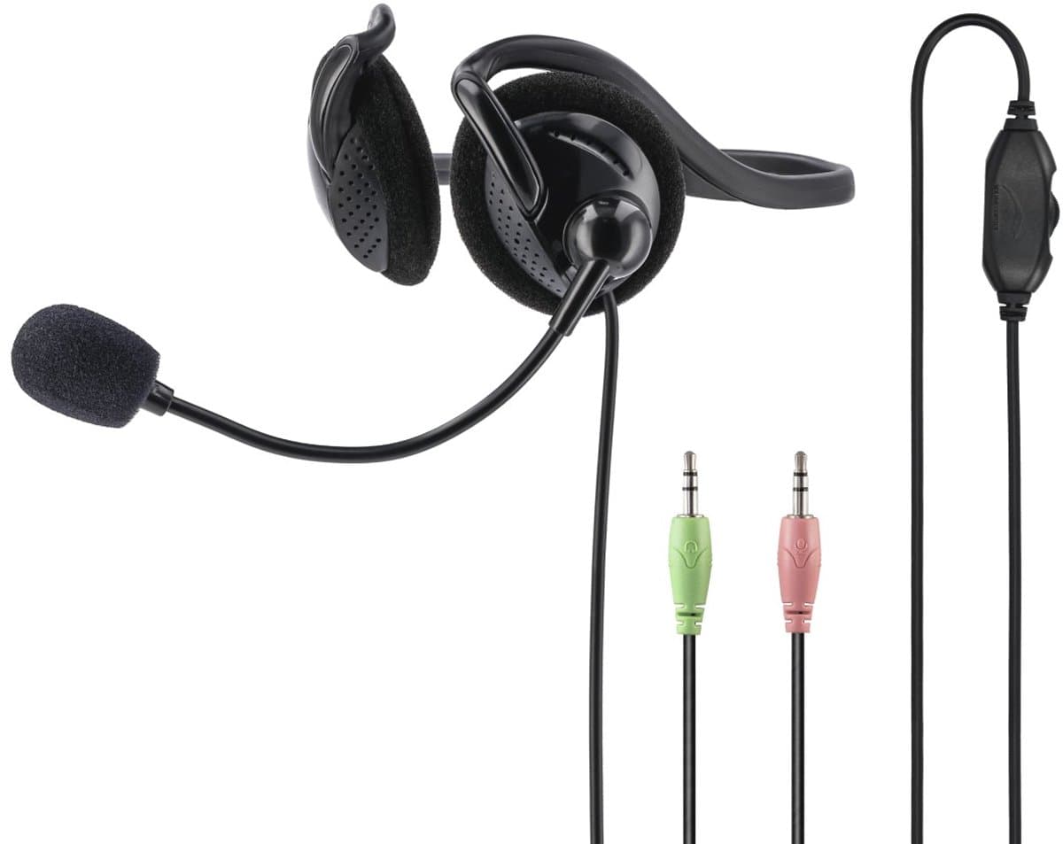 PC-Office-headset NHS-P100' met nekband, stereo, zwart — afbeelding 1