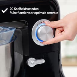 Keukenmachine - Keukenmixer - 6,5L RVS Mengkom - Keukenrobot - Foodprocessor - Met Accessoires - 1600W - Zwart - Aviro — thumbnail 3