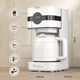 Barista Filterkoffiezetapparaat met Thermoskan – Filterkoffiemachine met aanraakscherm en timerfunctie, inclusief permanent filter. 900 W vermogen, 1,25 L watertank – genoeg voor 8 kopjes heerlijke koffie — thumbnail 4