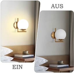 NETTLIFE Wandlamp - Vintage - Goud - Glazen bol - E27 Binnen Wandlamp - Slaapkamer - Trappenhuis-excl. lichtbron — thumbnail 3
