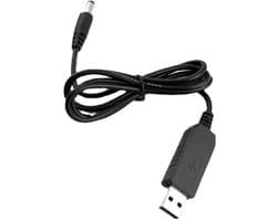 Allecto plus - DC naar USB 9V voedingskabel 1m zwart voor ventilator en luidspreker