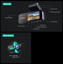 Betaalbare Goederen® dashcam voor auto - 64G geheugen - G980H Pro - dashcam voor auto voor en achter - dashcam voor en achter — thumbnail 3