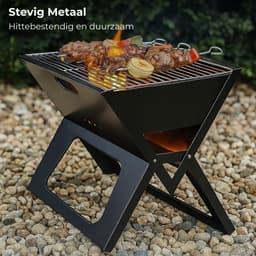Lomera Opvouwbare Barbecue - Inklapbaar - Draagbare Houtskool Grill - Camping Barbecue - Strand Barbecue - Park Barbecue - Houtskool Bbq - Compact En Lichtgewicht - Gemakkelijk Te Transporteren - Praktische Vorm - Stabiele X-Vorm — thumbnail 2