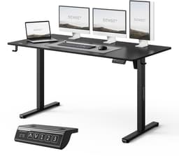 SENSE7 NOJO LIGHT - Zit Sta Bureau - 140 cm x 70 cm - Elektrisch bureau - Verstelbare bureau - Elektrische Hoogteverstelling - Hoogte 72-118 cm - Intelligent Bedieningspaneel - Zwart — thumbnail 1