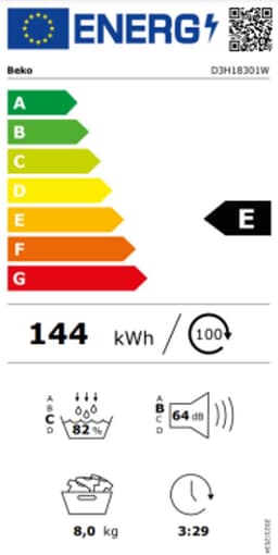 BEKO D3H18301W 8KG WARMTEPOMPDROGER — thumbnail 3