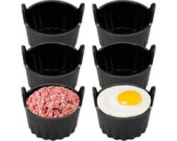 6stuks - Airfryer accessoires - luchtfriteuse eivorm - Geschikt Voor alle airfryers - zwarte siliconen eivormpjes - Antiaanbaklaag en herbruikbaar - Ramekins Geschikt Voor heteluchtfriteuse - luchtfriteuse eierstroper