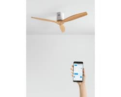 CREATE - Plafondventilator 40W silent 100% hout (Ø132cm) (ruimtes 10m²-25m²) - Wit / Licht hout - Geen licht - WIFI + Afstandsbediening - WIND CALM NATURAL WOOD — afbeelding 1
