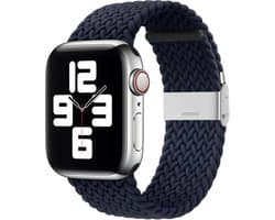 By Qubix - Geschikt voor Apple Watch bandje - Braided nylon bandje - Donkerblauw - Geschikt voor Apple Watch 44mm / 45mm / 46mm / 49mm (Ultra 1,2 en 3) - Smartwatch bandje - nylon - bandje iWatch