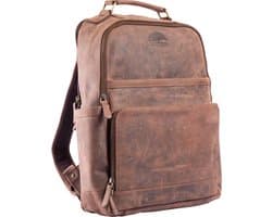 WILD WOODS Leren Unisex Laptop Rugtas 15,6 inch - Dames en Heren Rugzak voor 15 inch Laptop - Buffelleer - Vintage Donkerbruin