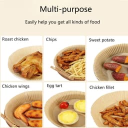 100 Stuks Air Fryer Wegwerp Papieren Liners Non-stick Airfryer Liners Koken Papier Natuurlijk Perkamentpapier voor Friteuse Stoomboot Magnetron — thumbnail 5