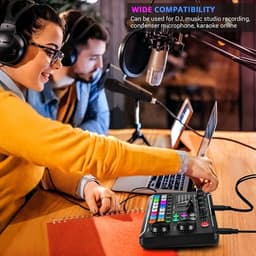 BolGalaxy - DJ Draaitafel - DJ Mix Set - Dj Mixer Effecten En Stemwisselaar - DJ Controller - Live Geluidskaart En Audio-Interface - Bluetooth Stereo Audio Mixer - Zwart — thumbnail 3