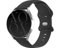xoxo Wildhearts siliconen smartwatch bandje 20mm - Geschikt voor Samsung Galaxy Watch 7 / 6 / 6 Classic / Watch 5 / 5 Pro / Watch 4 / 4 Classic / Watch 1 42mm / Watch 3 41mm / FE - Polar Unite / Pacer / Ignite 1-3 / Amazfit GTS 1-2-3-4 / Bip - Zwart