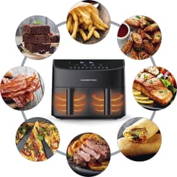 GOURMETmaxx Airfryer met Dubbele Kamer 2x3,5 L Zwart met Touchdisplay en Timer Energiezuinig Frituren 10 Programma’s 2400 W — thumbnail 7