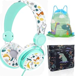 StayPowered Kinderheadset - Schattige Dinosaurusontwerp voor Comfortabel Luisterplezier! - Geïntegreerde Microfoon - Inclusief Geschenkdoos - Uitgebreide Volumecontrole - Schattig Cartoondesign - Wit - Levering Sneller dan Aangegeven! — thumbnail 1