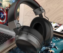 Over Ear Koptelefoon Draadloos - Active Noise Reduction - Draadloze Headset - Bluetooth - Lange batterij duur - Bedraad of draadloos - Kristalheldere Gesprekken - Zwart — thumbnail 2