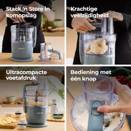 RFWR® Multi-functionele Foodprocessor voor Hakken, Snijden, Pureren en Kneden met Express Serve Accessoire - 1,3 L Mengkom - 650W Zilver — thumbnail 2