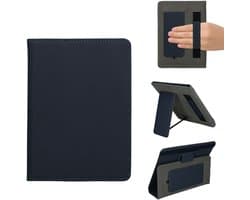 kwmobile e-reader hoes 6-7 inch - Universele kunstleren hoesje - E reader cover met standaard en riem - Ereader sleeve 13x18.7cm cm - In donkerblauw