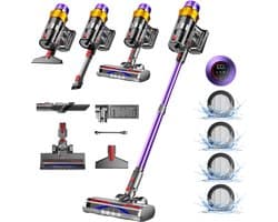 Elekiatech - Steelstofzuiger Draadloos - 70000Pa - 70 Min - 2200 mAh Accu - Paars