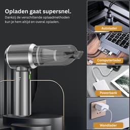 Kruimeldief Draadloos - Auto Stofzuiger - Handstofzuiger - Grijs — thumbnail 2