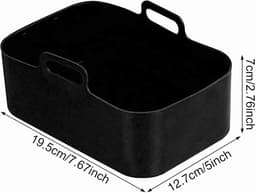 2 stuks Airfryer siliconen pot Geschikt voor Ninja Foodi Dual DZ201, Herbruikbare airfryer siliconen liners, Rechthoekige airfryermand 8QT, Airfryer accessoires (2 stuks, zwart) — thumbnail 5