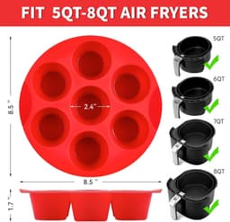 2 stuks siliconen eierbitevormen voor airfryer, 7-bekers ronde muffinvormen cupcake bakvormen voor oven, airfryer en pan — thumbnail 2
